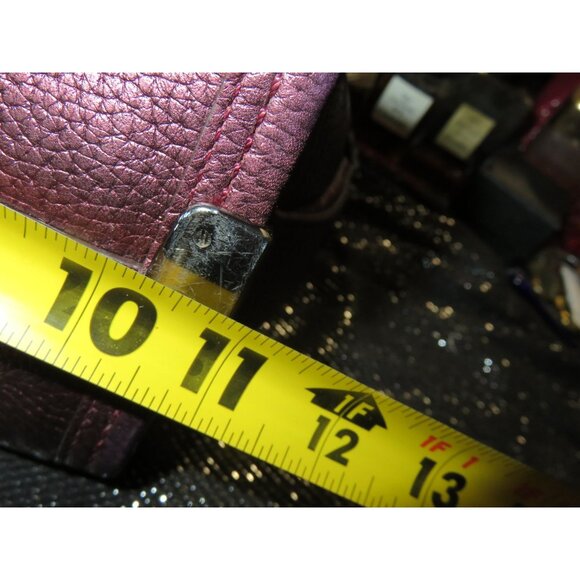 Coach Swagger 27 Cherry Metallic Pebble Leather Double Handle Satchel 36497 - Picture 14 of 15